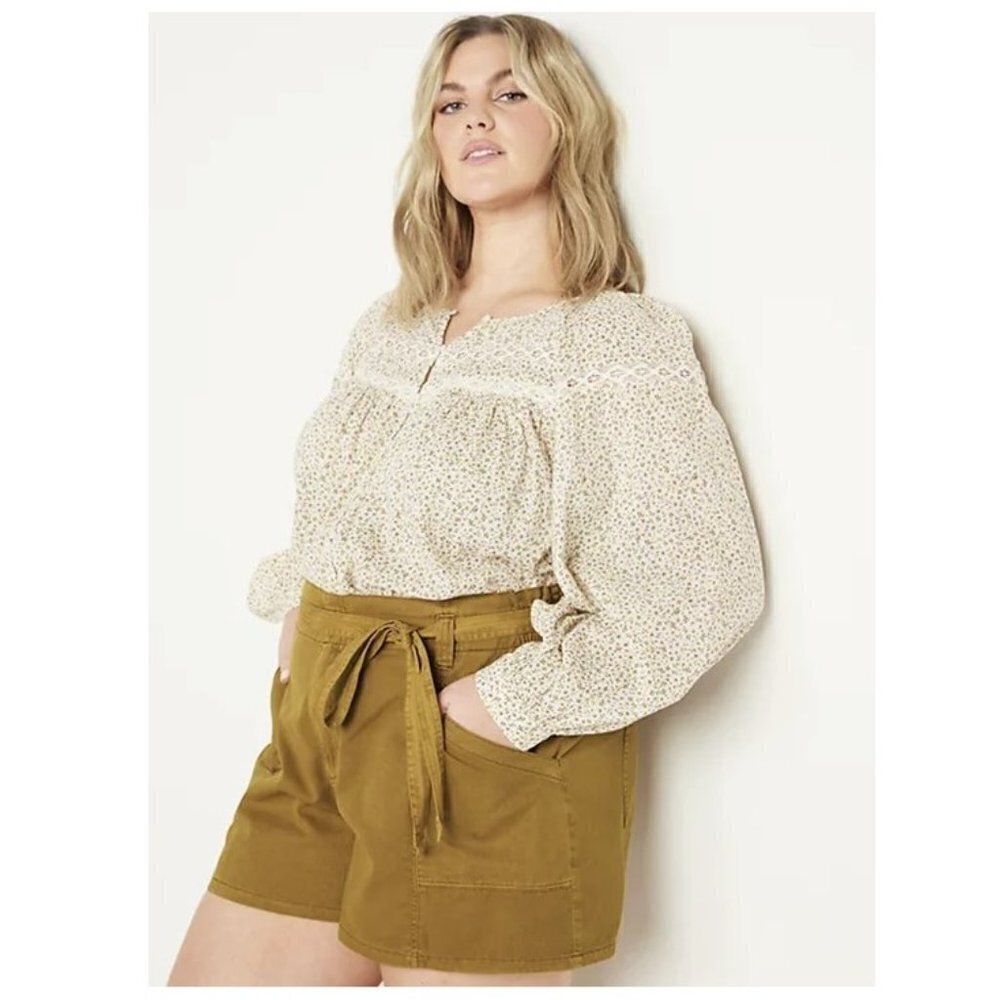 💎013 Old Navy High-Waisted Paper Bag Tie Waist Twill Shorts
